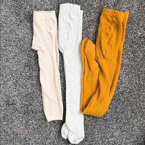 Cozy Kids Cable Knit Tights - Cream, White, and Tan